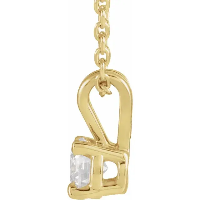 Necklaces Storyteller by Vintage Magnality LabGrown Diamond Solitaire Adjustable Necklace Solid 14K White Yellow Rose Gold