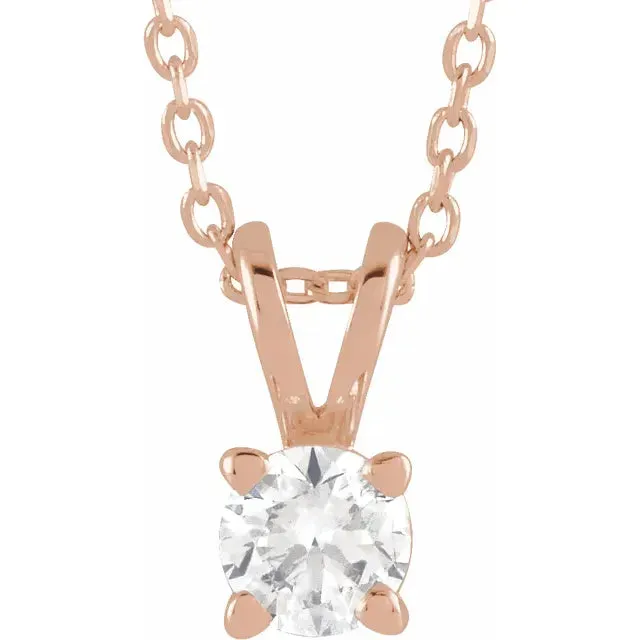 Necklaces Storyteller by Vintage Magnality LabGrown Diamond Solitaire Adjustable Necklace Solid 14K White Yellow Rose Gold