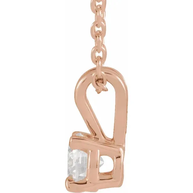 Necklaces Storyteller by Vintage Magnality LabGrown Diamond Solitaire Adjustable Necklace Solid 14K White Yellow Rose Gold