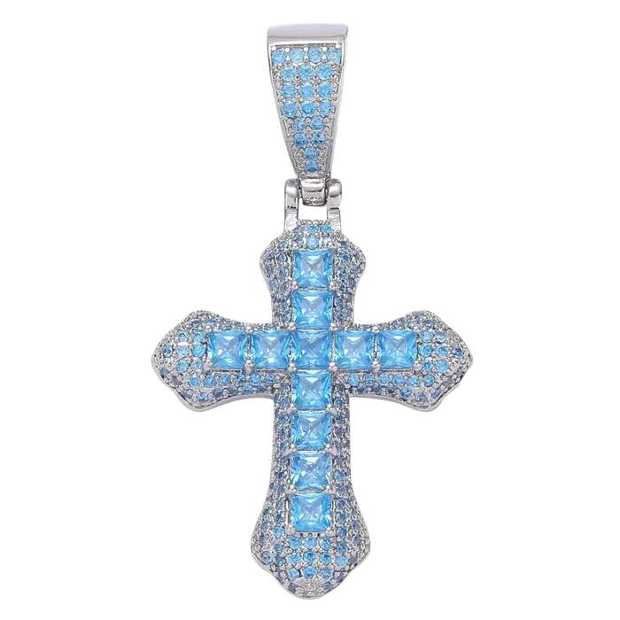 Necklaces The Icetruck Blue Diamond Cross Pendant 925 Silver