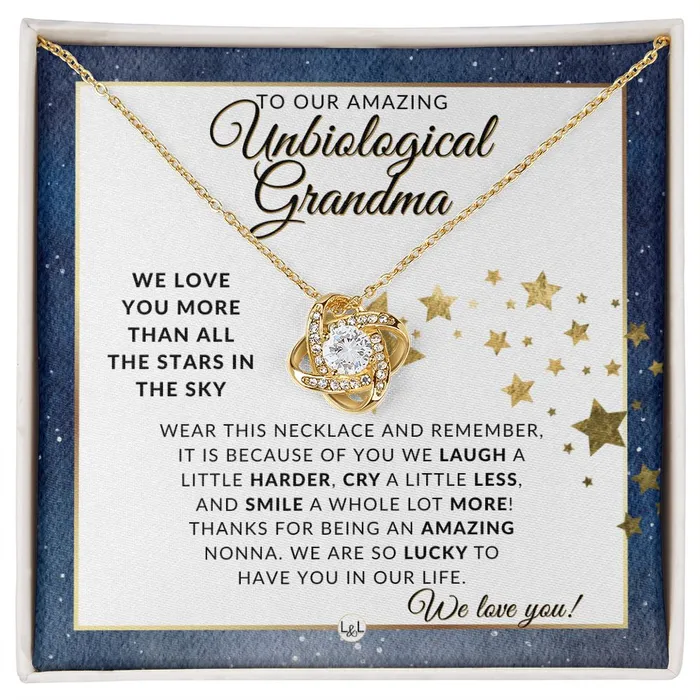 Our Unbiological Grandma Gift Meaningful Necklace Great For Mothers Day Christmas Her Birthday Or As An Encouragement Gift ShineOn Fulfillment Necklaces Our Unbiological Grandma Gift Meaningful Necklace Great For Mothers Day Christmas Her Birthday Or As An Encouragement Gift ShineOn Fulfillment Necklaces