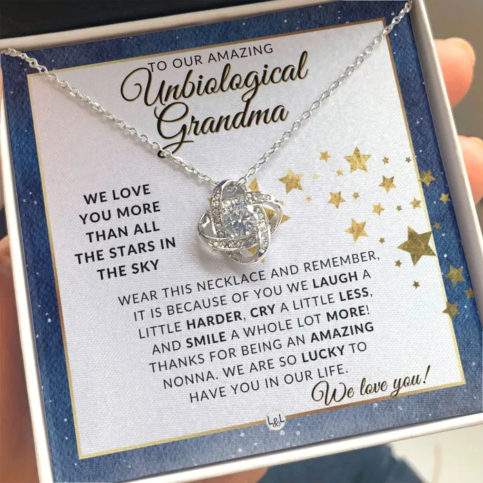 Our Unbiological Grandma Gift Meaningful Necklace Great For Mothers Day Christmas Her Birthday Or As An Encouragement Gift ShineOn Fulfillment Necklaces