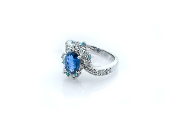 Oval Sapphire and Diamond Ring Crown Jewels Coin Rings