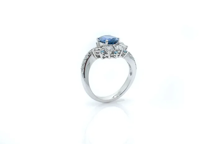 Oval Sapphire and Diamond Ring Crown Jewels Coin Rings