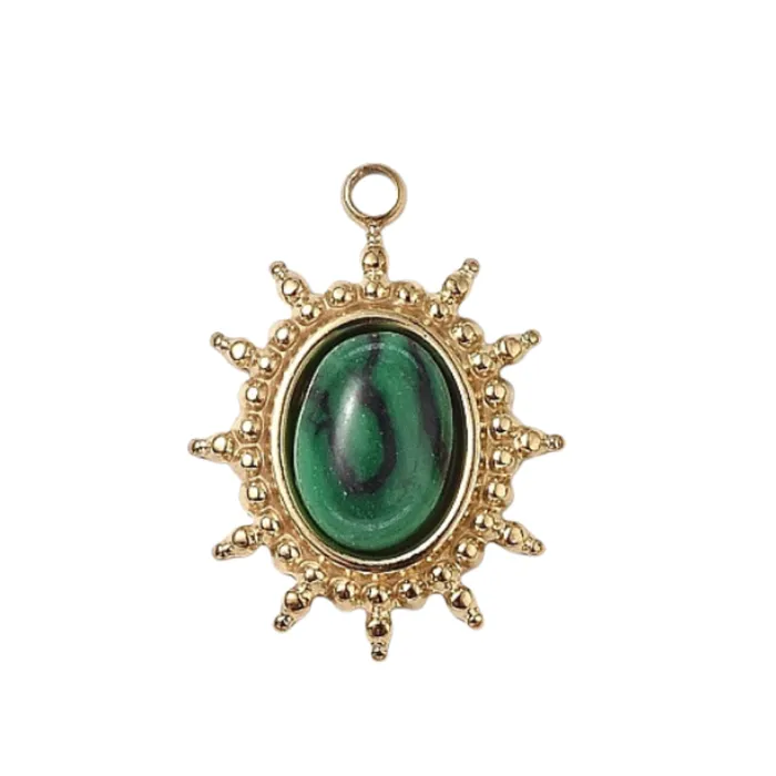 pau jewelry Charm Necklaces Green boho charm