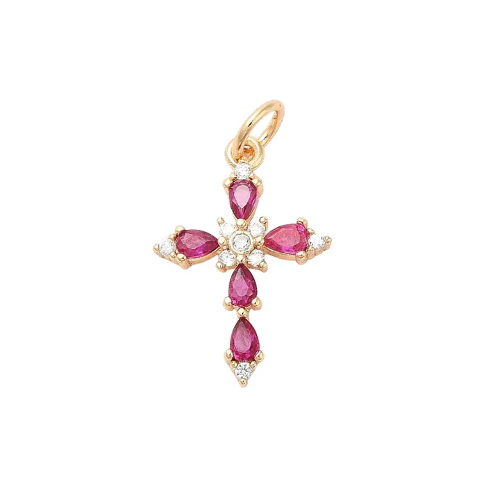 pau jewelry Charm Necklaces Punk pave cross charm