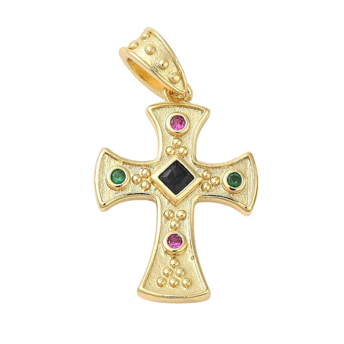 pau jewelry Charm Necklaces Vintage color cross charm