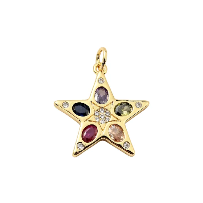 pau jewelry Multicolor stone star charm Charm Necklaces