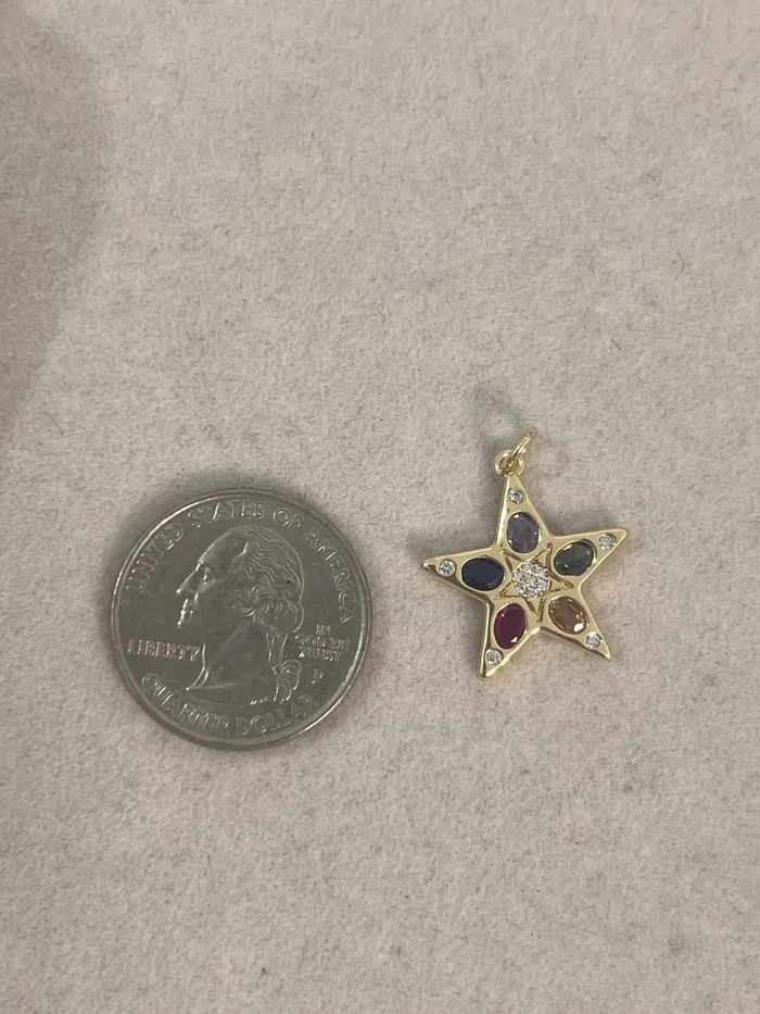 pau jewelry Multicolor stone star charm Charm Necklaces pau jewelry Multicolor stone star charm Charm Necklaces