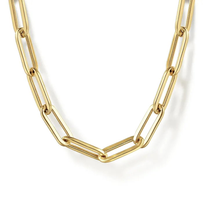 PreStyled Sets Gabriel 14K Yellow Gold 46mm 17 Paper Clip Chain GABRIEL CO PreStyled Sets Gabriel 14K Yellow Gold 46mm 17 Paper Clip Chain GABRIEL CO