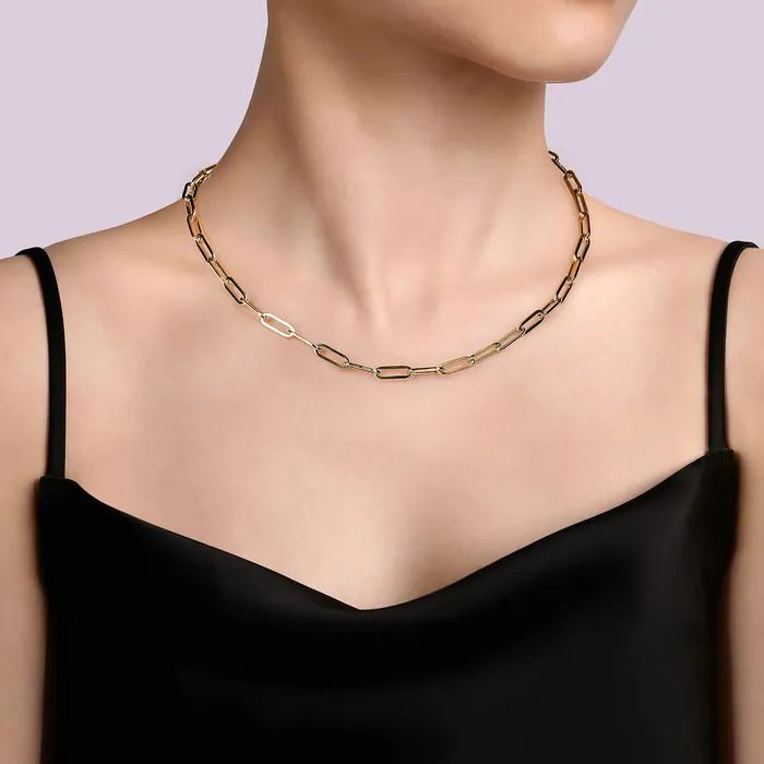 PreStyled Sets Gabriel 14K Yellow Gold 46mm 17 Paper Clip Chain GABRIEL CO PreStyled Sets Gabriel 14K Yellow Gold 46mm 17 Paper Clip Chain GABRIEL CO
