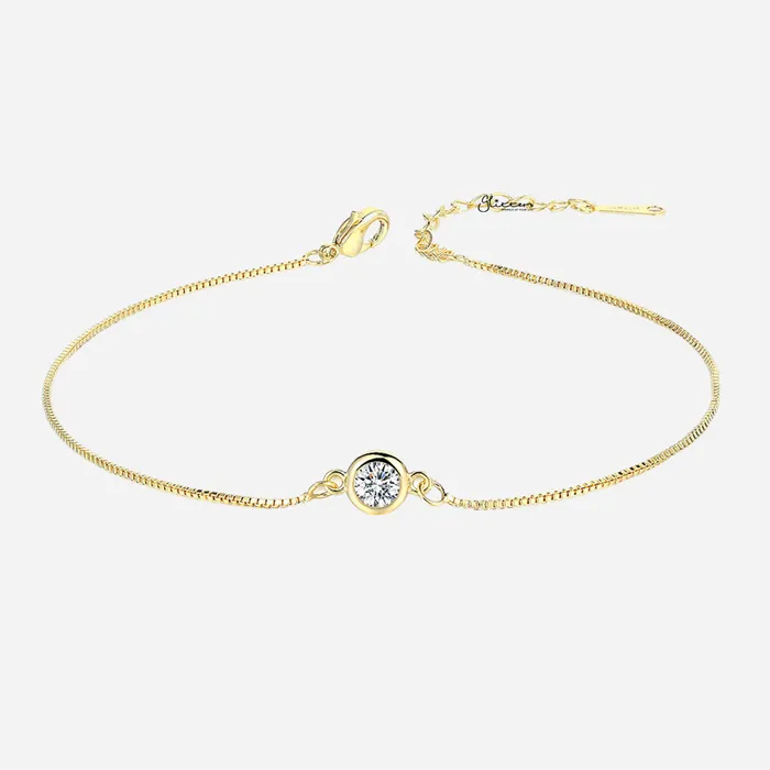 PreStyled Sets Glitters 5mm Round CZ Anklet Gold
