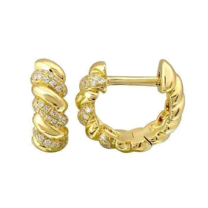PreStyled Sets Izakov Diamonds Fine Jewelry 14K Gold Micro Pave Diamond Croissant Huggies