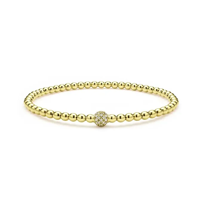 PreStyled Sets LAGOS Caviar Gold 18K Gold and Diamond Bead Bracelet 3mm