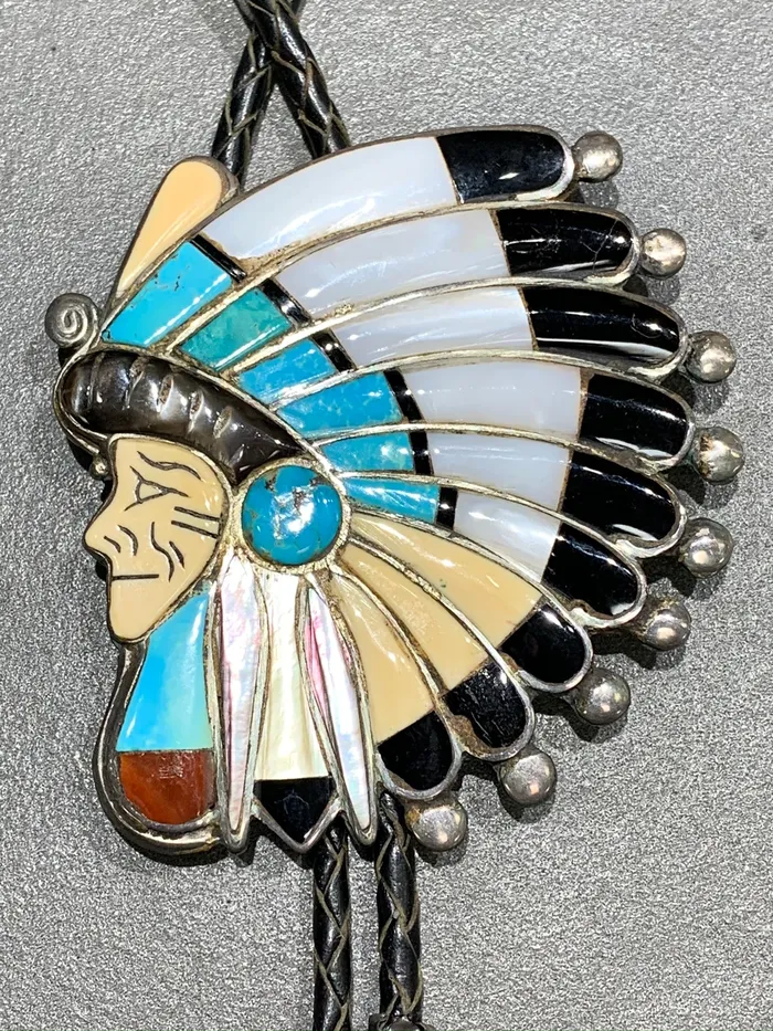 RALPH QUAM Rings RALPH QUAM ZUNI INLAY STERLING SILVER BOLO