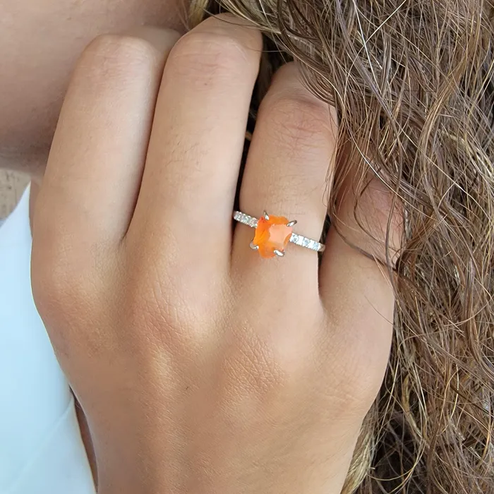 Raw carnelian Stackable Ring Uniquelan Jewelry Rings