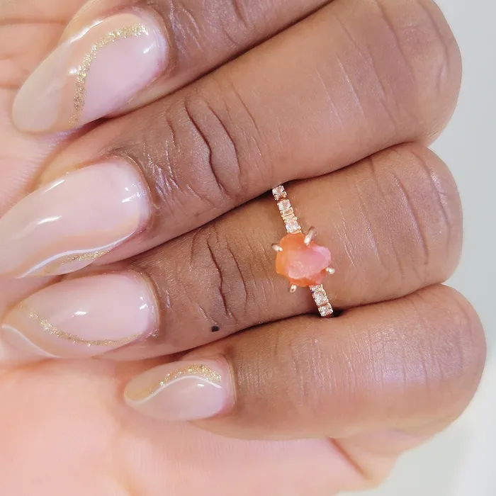 Raw carnelian Stackable Ring Uniquelan Jewelry Rings
