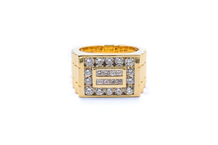 Rings 1 34 ctw Mens Diamond Watch Style Ring Crown Jewels Coin