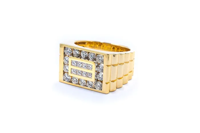 Rings 1 34 ctw Mens Diamond Watch Style Ring Crown Jewels Coin