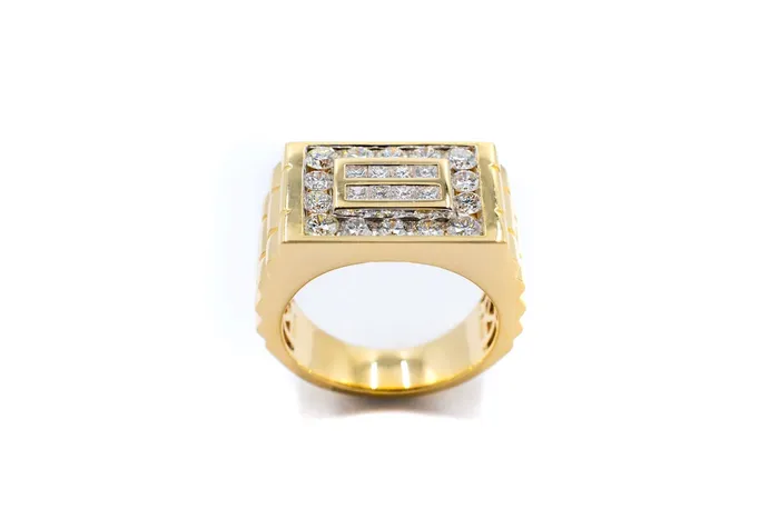 Rings 1 34 ctw Mens Diamond Watch Style Ring Crown Jewels Coin