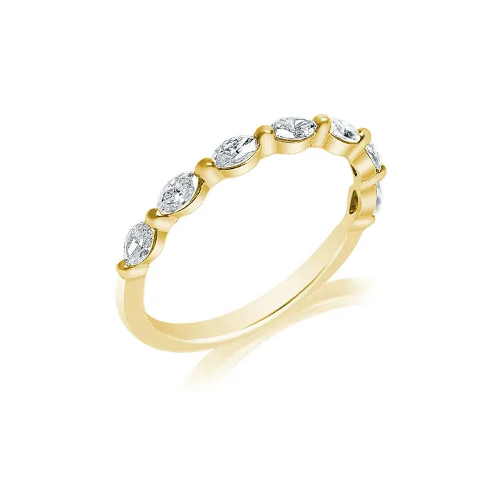 Rings 14K Yellow Gold Marquis Diamond Band CLASSIQUE CREATIONS