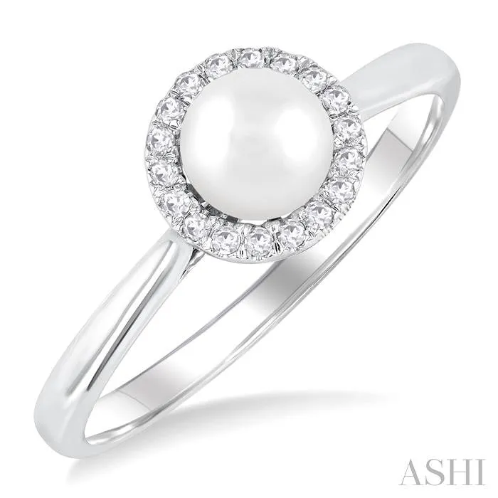 Rings ASHI DIAMONDS 10K White Gold 007ctw Halo Style Pearl and Diamond Ring