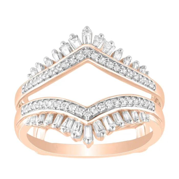 Rings AV LADIES RING 050CT ROUNDBAGUETTE DIAMOND 14K ROSE GOLD