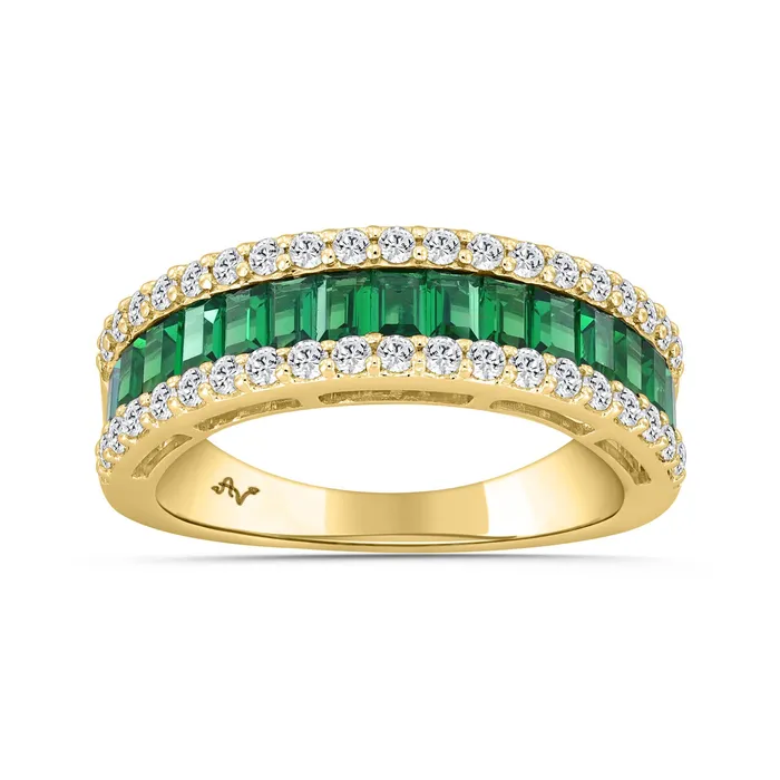 Rings AV LADIES RING 288CT ROUNDBAGUETTEEMERALD DIAMOND 14K YELLOW GOLD CENTER STONE 240CT EMERALD DIAMOND Rings AV LADIES RING 288CT ROUNDBAGUETTEEMERALD DIAMOND 14K YELLOW GOLD CENTER STONE 240CT EMERALD DIAMOND