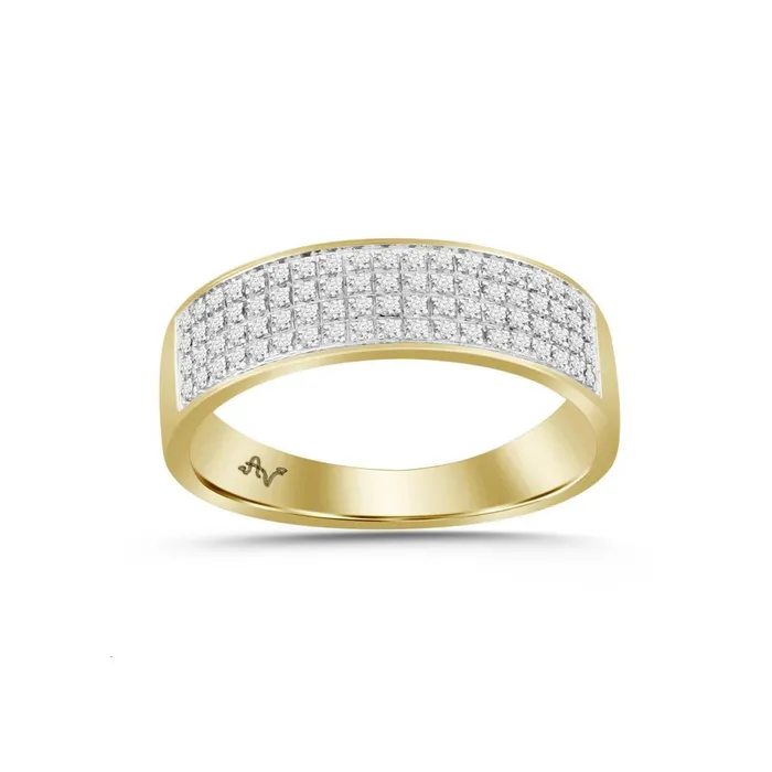 Rings AV MENS BAND 025CT ROUND DIAMOND 10K YELLOW GOLD