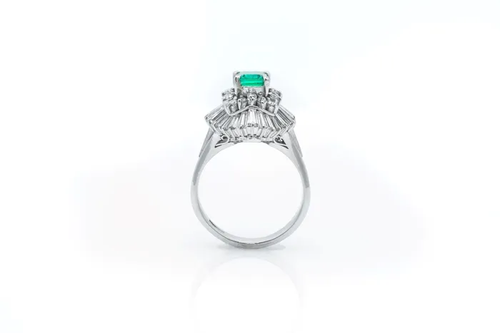 Rings Crown Jewels Coin Emerald Cut Emerald and Diamond Ring
