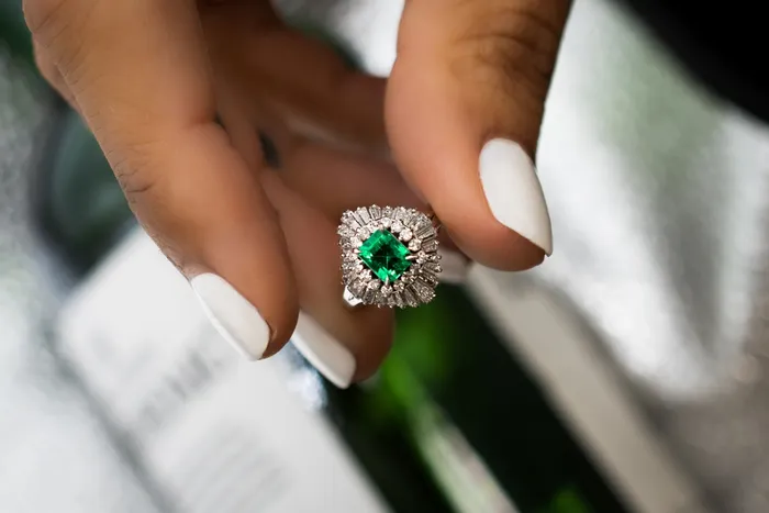 Rings Crown Jewels Coin Emerald Cut Emerald and Diamond Ring