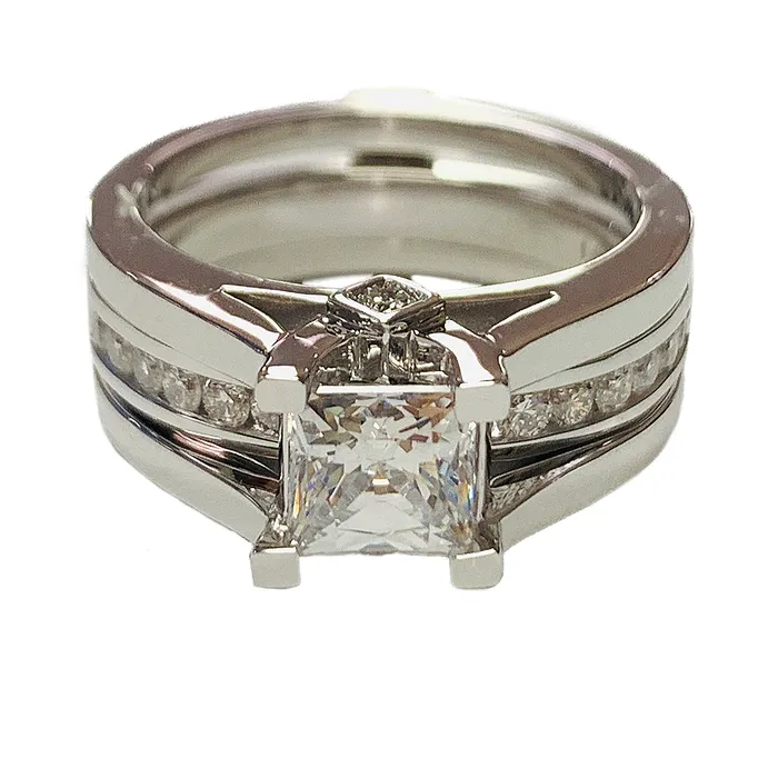 Rings Crown Jewels Coin Luminar 100CT 14k White Gold Diamond Engagement Ring Band set 142CTTW includes GIA CERTIFIED