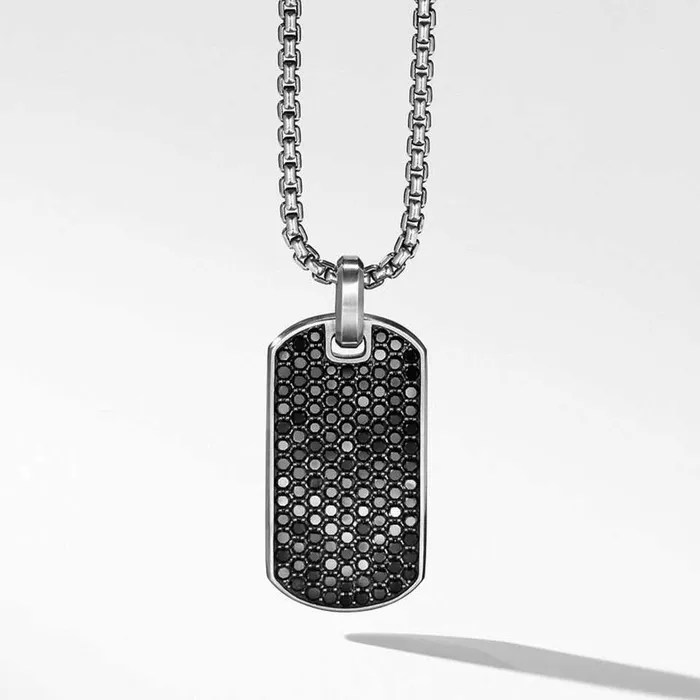 Rings David Yurman Chevron Tag in Sterling Silver with Black Diamonds 35mm DAVID YURMAN INC Rings David Yurman Chevron Tag in Sterling Silver with Black Diamonds 35mm DAVID YURMAN INC