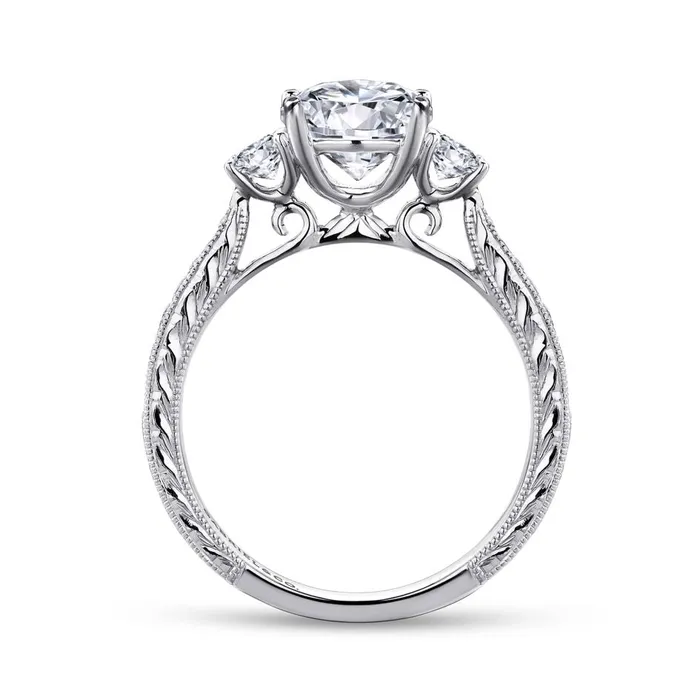 Rings GABRIEL CO Gabriel 14K White Gold 39ctw Three Stone Style Diamond SemiMount Engagement Ring Rings GABRIEL CO Gabriel 14K White Gold 39ctw Three Stone Style Diamond SemiMount Engagement Ring
