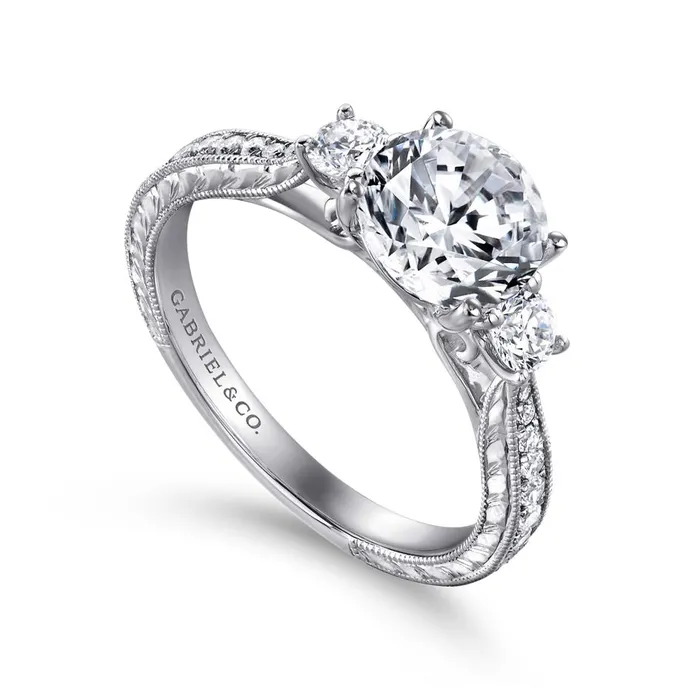 Rings GABRIEL CO Gabriel 14K White Gold 39ctw Three Stone Style Diamond SemiMount Engagement Ring Rings GABRIEL CO Gabriel 14K White Gold 39ctw Three Stone Style Diamond SemiMount Engagement Ring