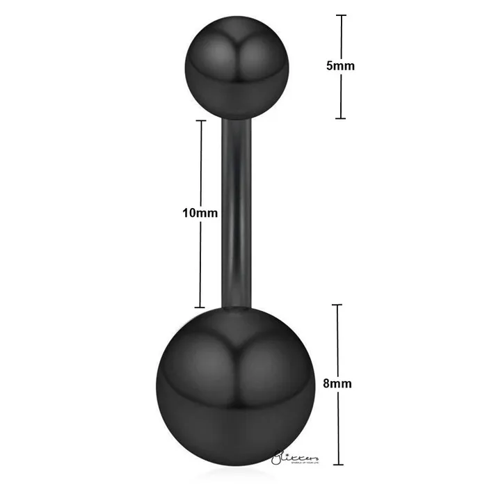 Rings Glitters Basic 316L Surgical Steel Belly Button Navel Ring Black