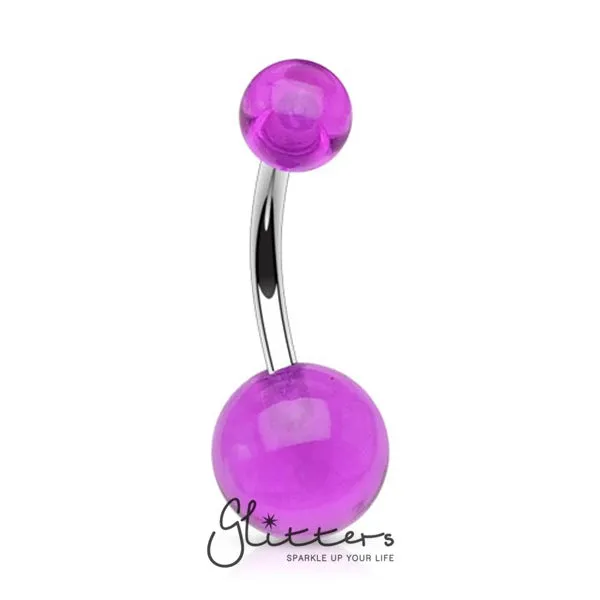Rings Glitters Purple Acrylic Balls Navel Ring