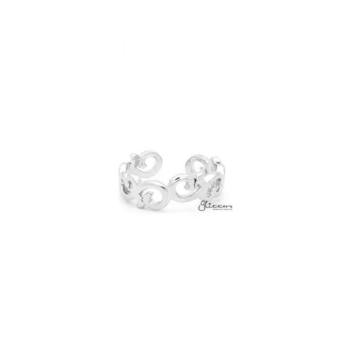 Rings Glitters Spiral Pattern Toe Ring Silver