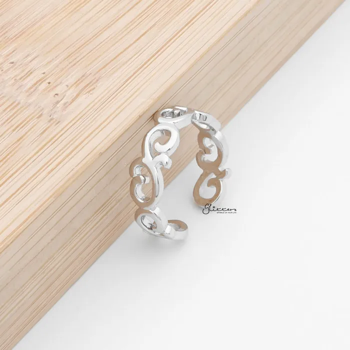 Rings Glitters Spiral Pattern Toe Ring Silver