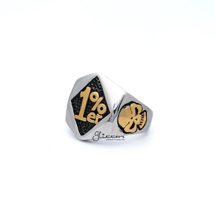 Rings Glitters Stainless Steel 1 er One Percenter Two Tone Casting Mens Rings