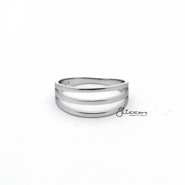 Rings Glitters Sterling Silver 3 Lines Womens Rings