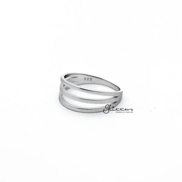 Rings Glitters Sterling Silver 3 Lines Womens Rings