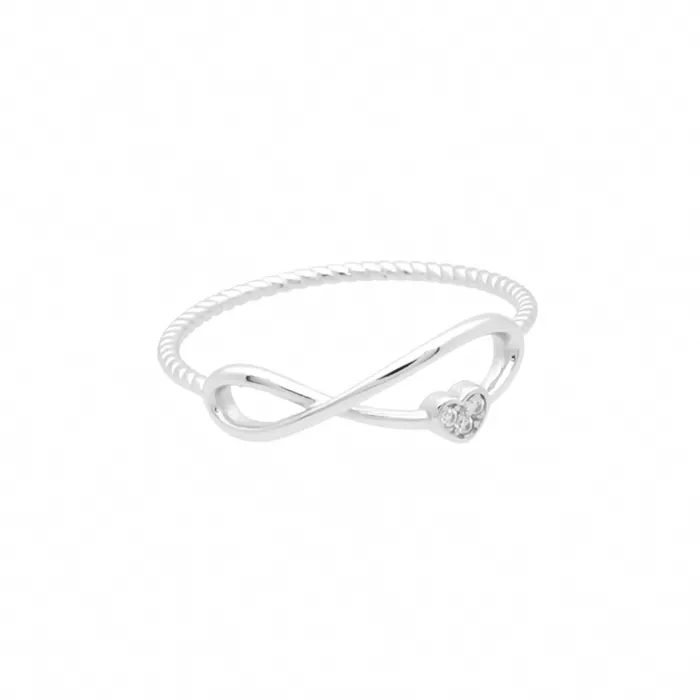 Rings Infinity CZ Heart Sterling Silver Ring Glitters