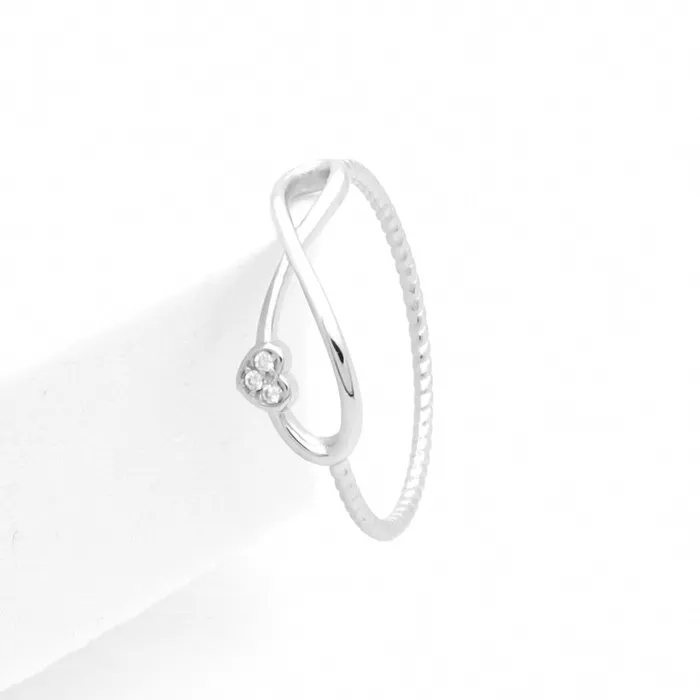 Rings Infinity CZ Heart Sterling Silver Ring Glitters