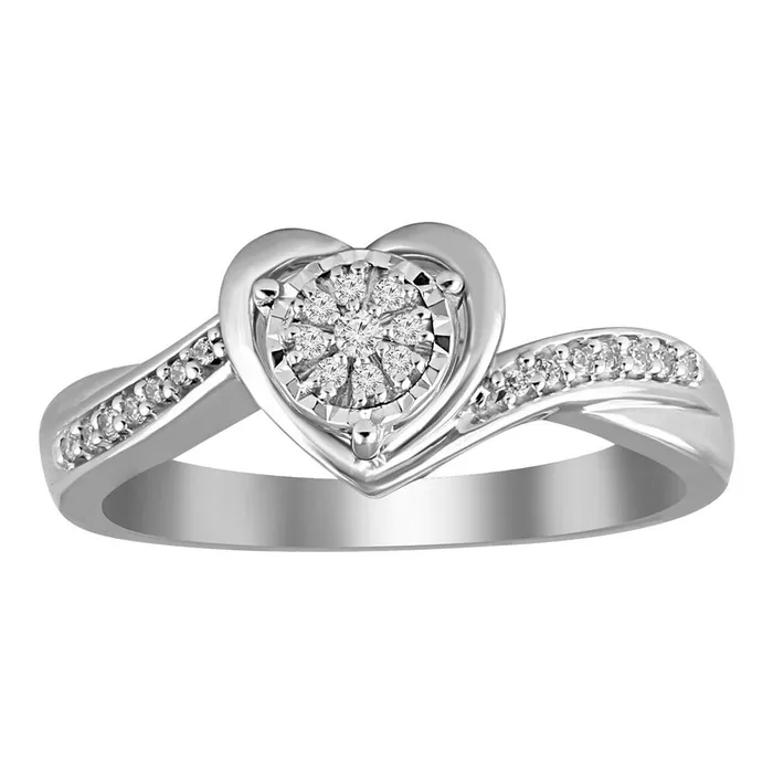 Rings LADIES RING 010CT ROUND DIAMOND 10K WHITE GOLD AV