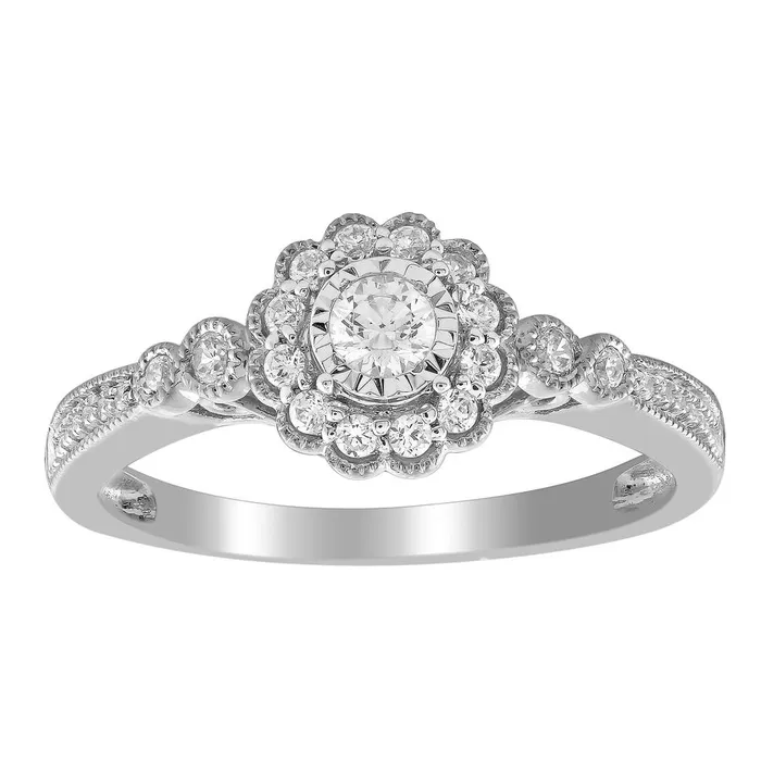 Rings LADIES RING 033CT ROUND DIAMOND 10K WHITE GOLD AV