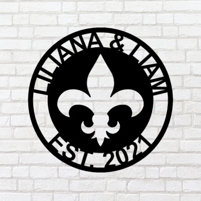 Rings Personalized Fleur De Lis Metal Ring Sign Monogram Sign Last Name Sign Name plaque Porch Sign New Orleans Sign St Louis Sign My Easy Monogram