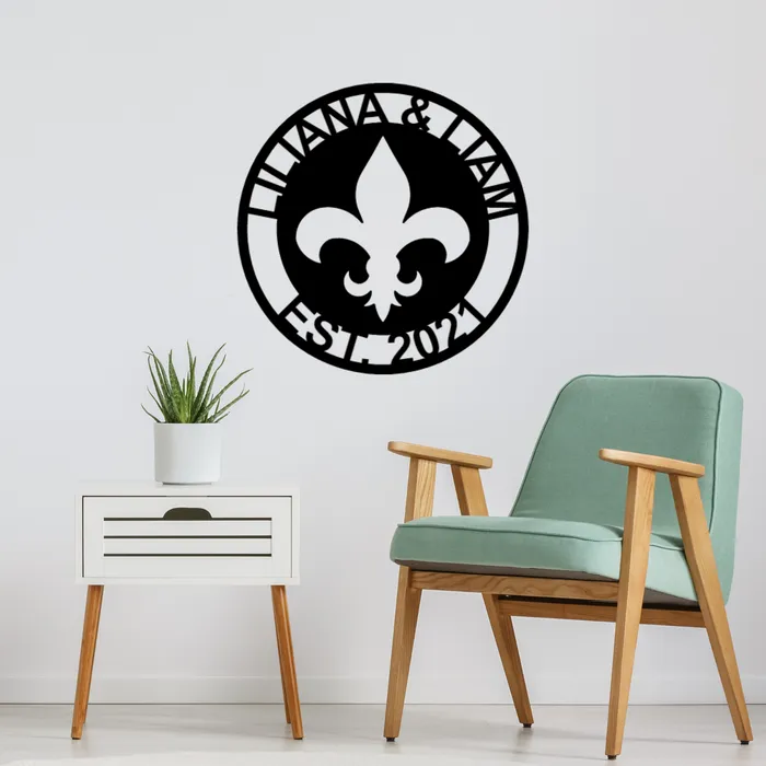 Rings Personalized Fleur De Lis Metal Ring Sign Monogram Sign Last Name Sign Name plaque Porch Sign New Orleans Sign St Louis Sign My Easy Monogram