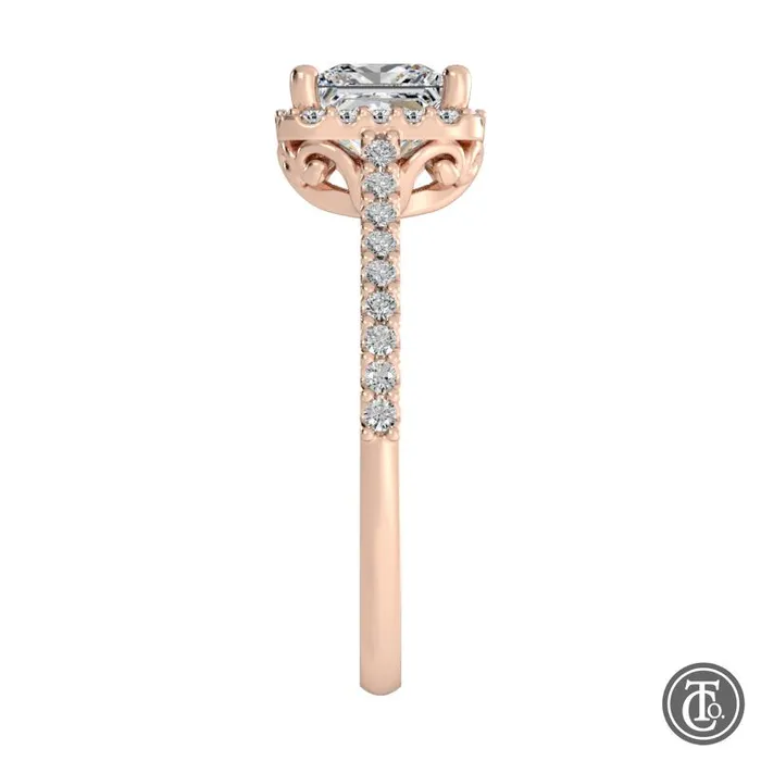 Rings Thollot Co Princess Halo SemiMount Engagement Ring with Diamond Accents Rings Thollot Co Princess Halo SemiMount Engagement Ring with Diamond Accents