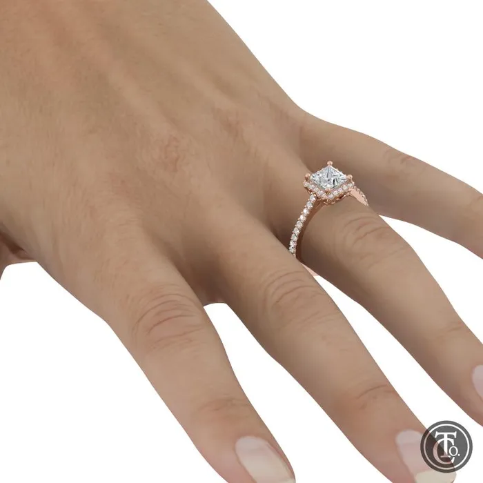 Rings Thollot Co Princess Halo SemiMount Engagement Ring with Diamond Accents Rings Thollot Co Princess Halo SemiMount Engagement Ring with Diamond Accents